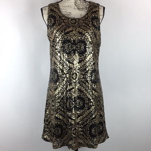 Miami-Black Gold Sequined Dress Sleeveless L